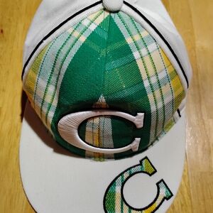Plaid Green and White Embroidered C Baseball Cap